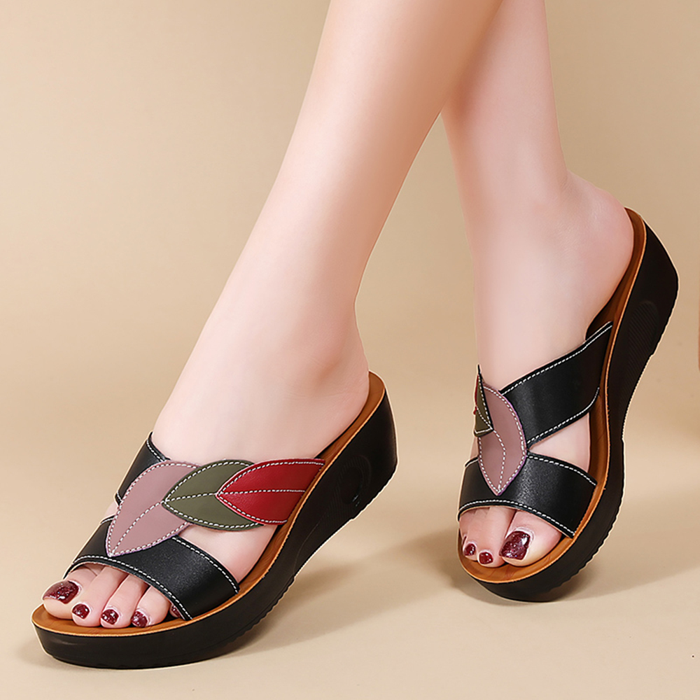 Ethnic Modern Fashion - Damen-Keilsneaker mit dicker Sohle, Sandalen, Hausschuhe,