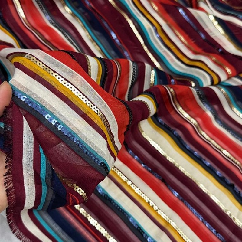 Bunt gestreifter bestickter Pa – Ethnic Fashion Design Bewertung und Preis