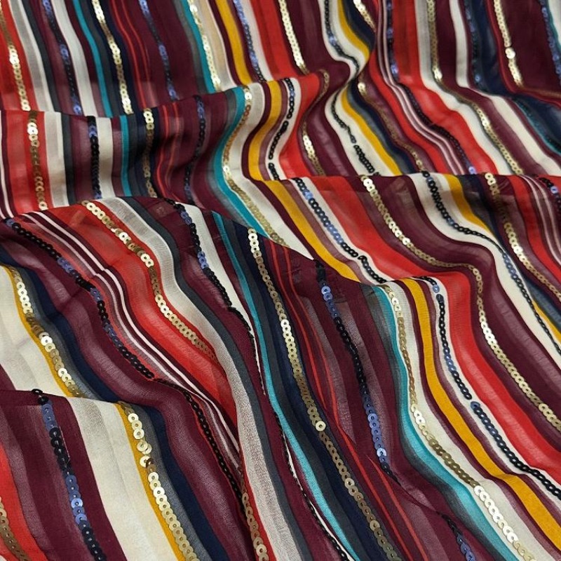 Bunt gestreifter bestickter Pa – Ethnic Fashion Design Bewertung und Preis