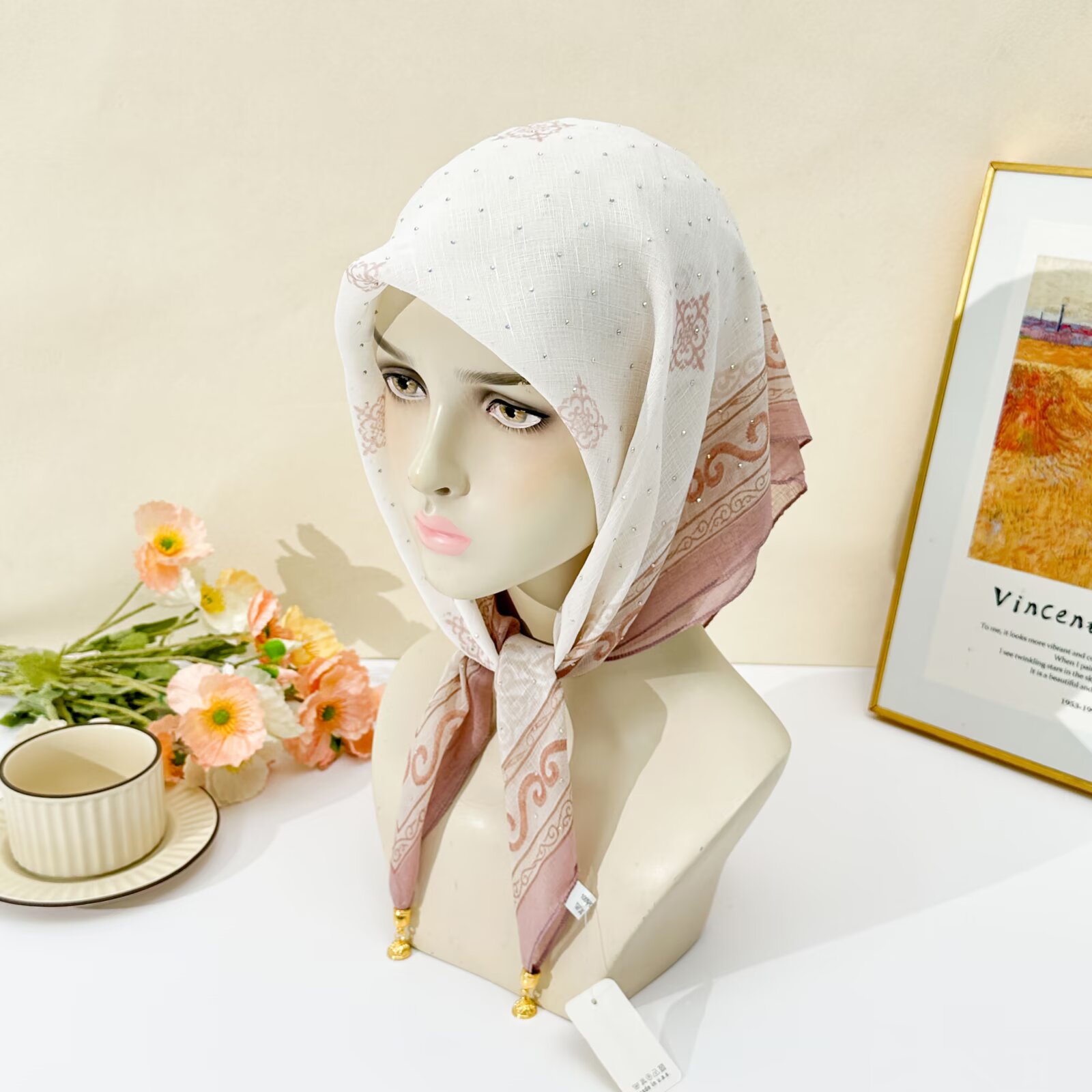 Weißer Ethnischer Hijab mit Bo – Go Ethnic Fashion Bewertung und Preis
